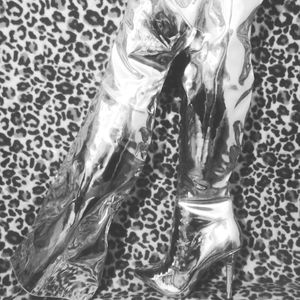 SOLD❤ 8.5 SILVER CHROME THIGH HIGH BOOTS MOONWALK